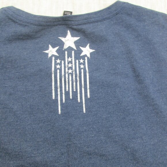 Rock & Republic T-Shirt Womens Small Blue Stars Rhinestone Double-Sided Pullover - Picture 3 of 11